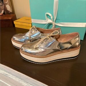 Zara Metallic Silver Platform Shoes
